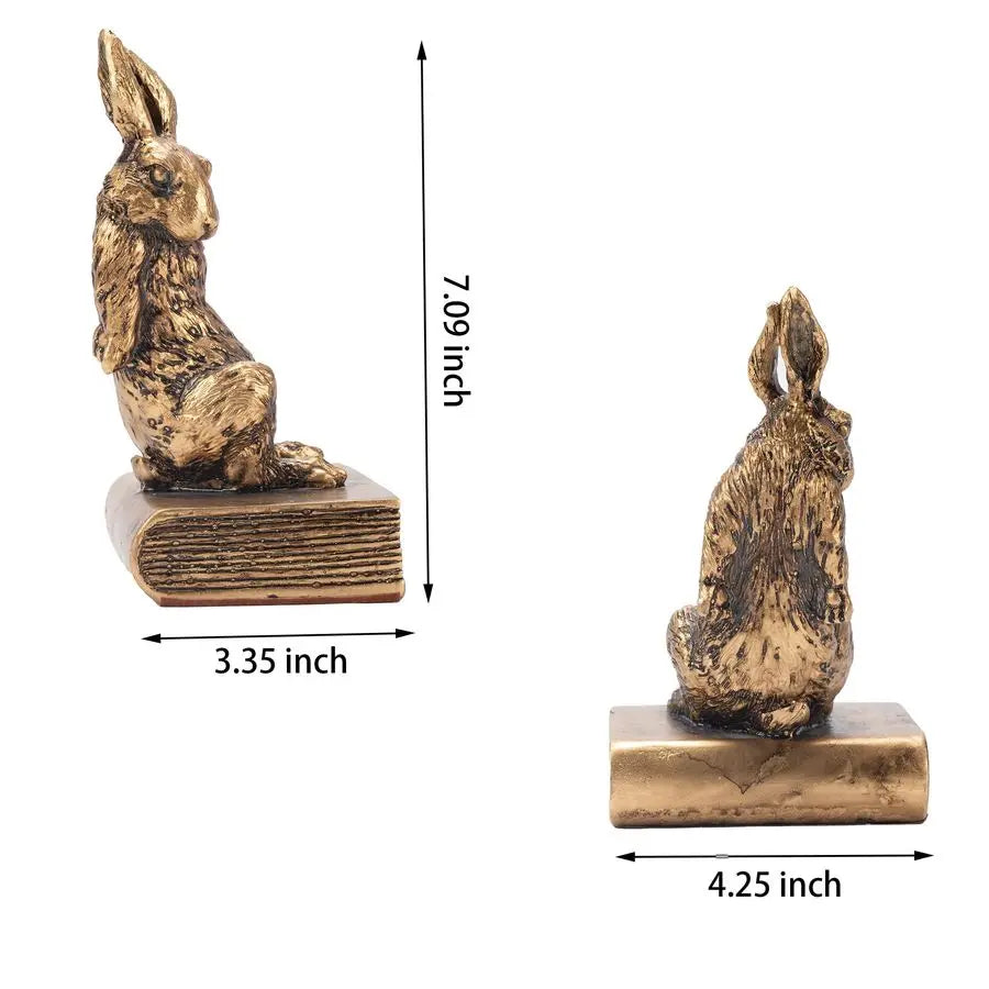The Huxley Bronze Rabbit Bookend Set