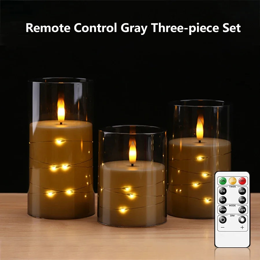 The Stella Star-Wrapped Flameless Pillar Candle Set