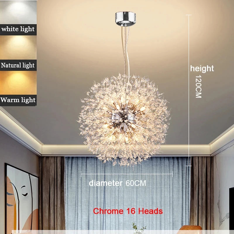 The Stellaria Dandelion Crystal Pendant Light