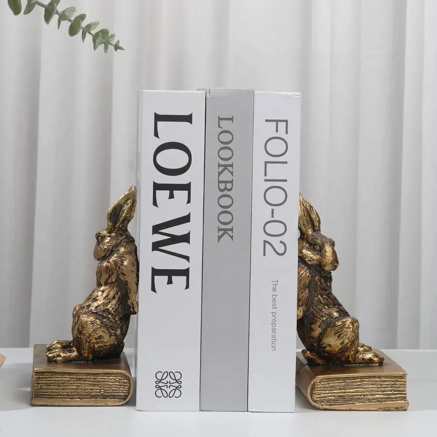 The Huxley Bronze Rabbit Bookend Set