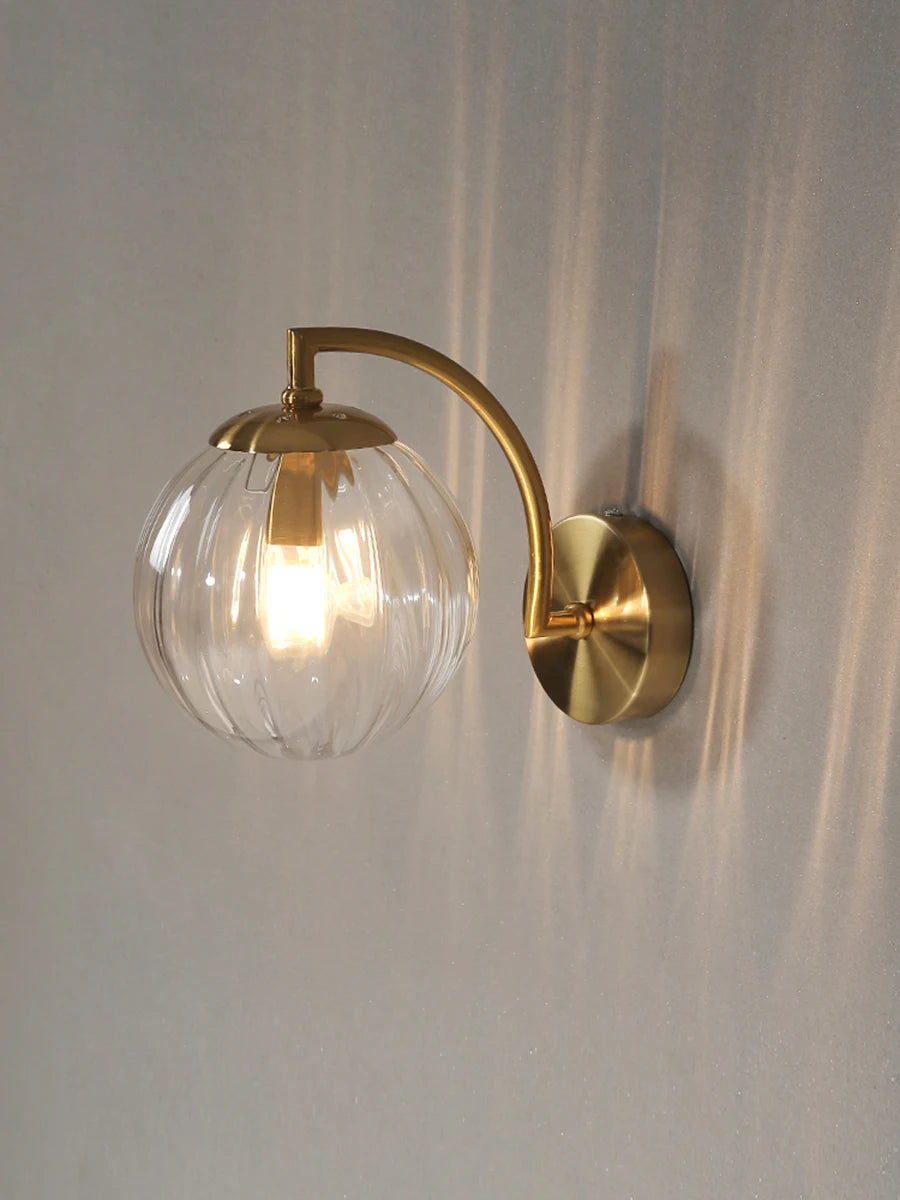 The Orwell Ribbed Globe Wall Sconce, detail view