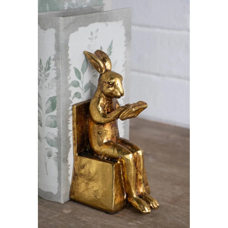The Harrington Gold Rabbit Bookend Set