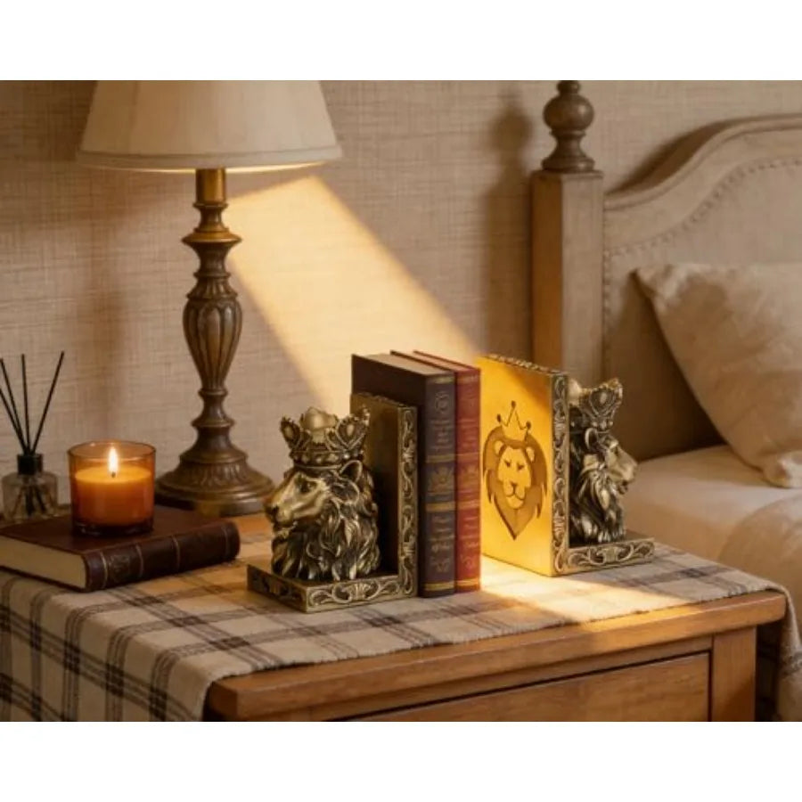 The Aslan Crowned Lion Bookend Set