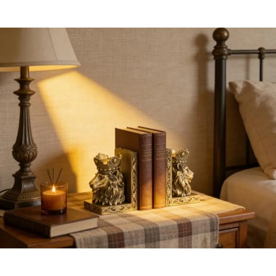 The Aslan Crowned Lion Bookend Set