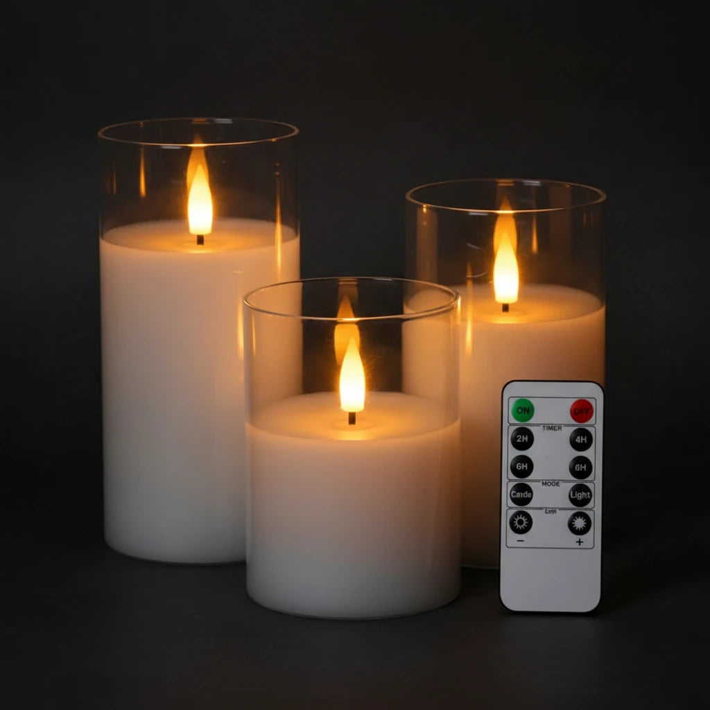 The Fumée Smoky Glass Flameless Candle Set
