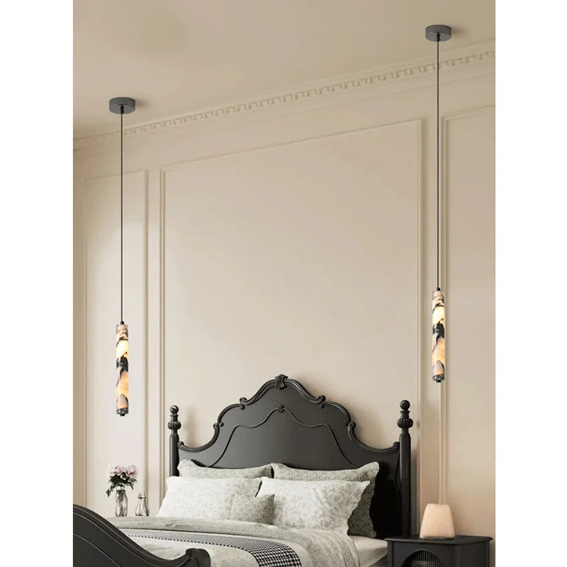 The Oscura Stone Cylinder Pendant Light