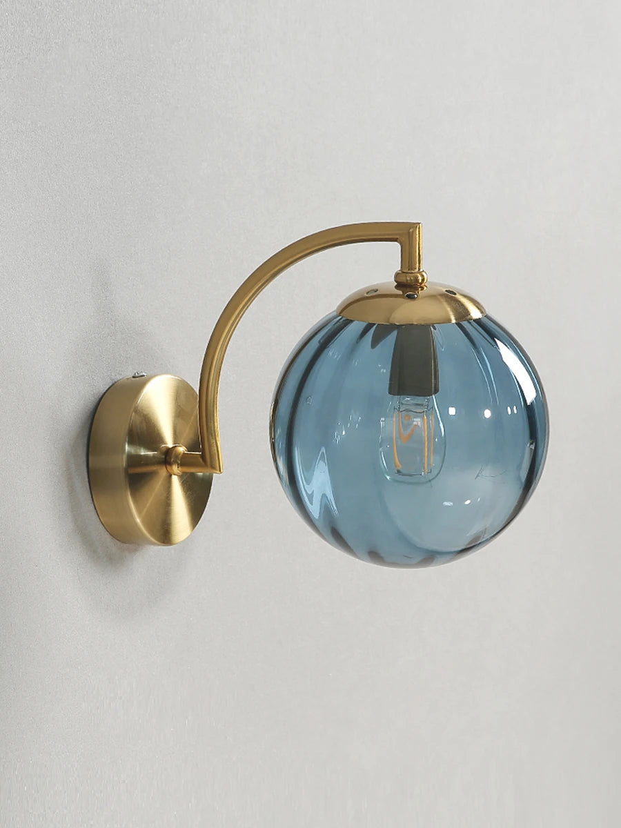 The Orwell Ribbed Globe Wall Sconce, detail view