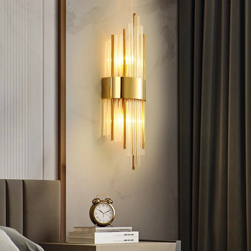 The Palazzo Gold Crystal Rod Wall Sconce