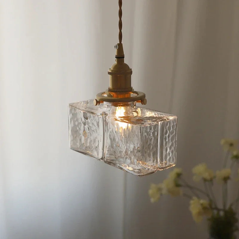 The Hartwell Hammered Glass Pendant Light, detail view
