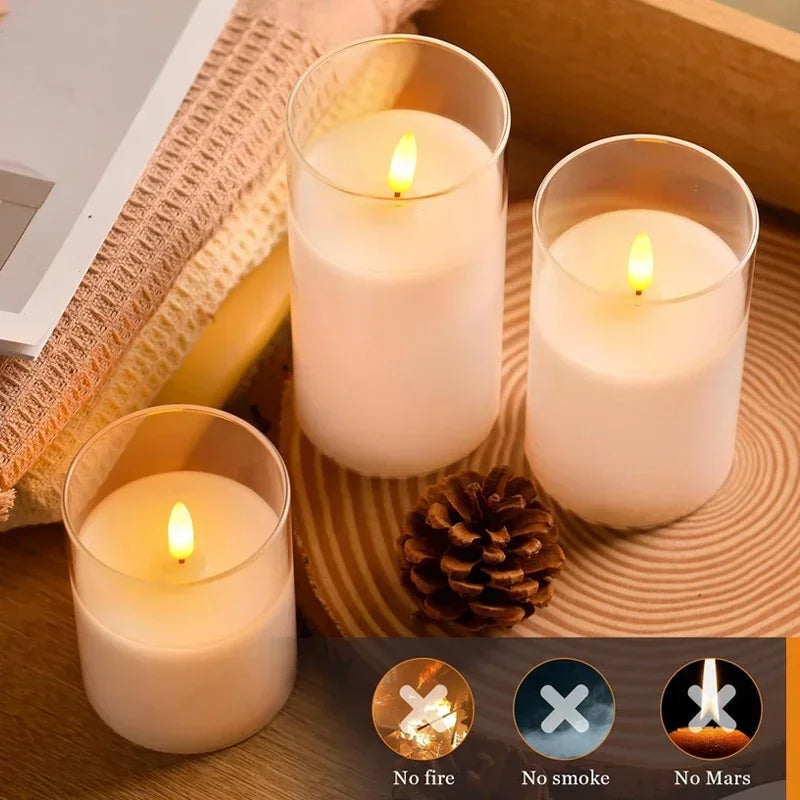 The Lami Clear Glass Flameless Pillar Candle Set