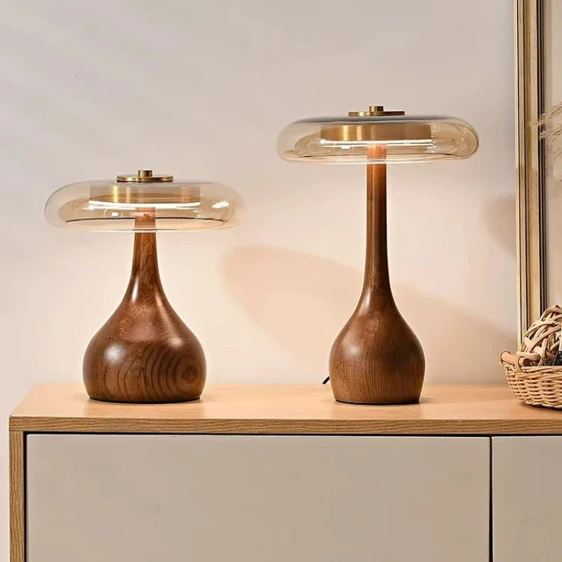 The Rousseau Walnut Glass Floor Lamp
