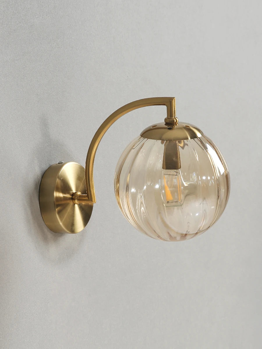 The Orwell Ribbed Globe Wall Sconce, detail view