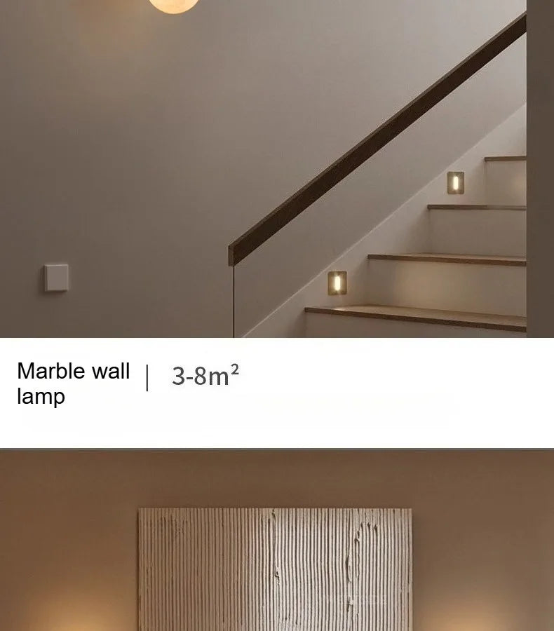 The Luna Alabaster Orb Wall Sconce, detail view