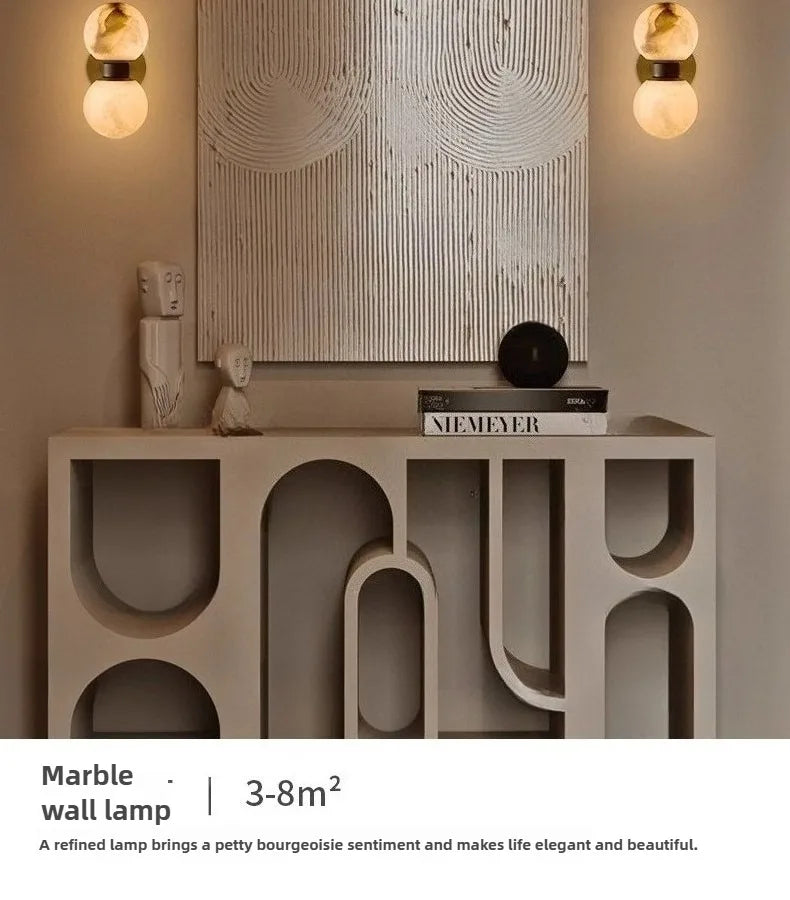 The Luna Alabaster Orb Wall Sconce, detail view