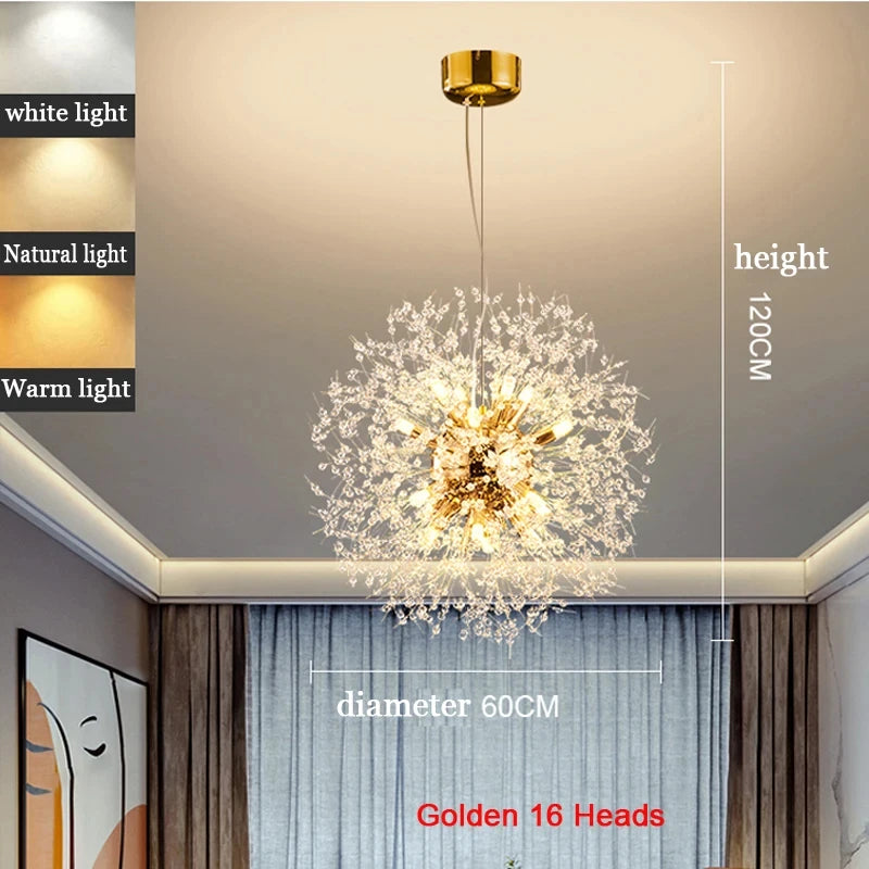 The Stellaria Dandelion Crystal Pendant Light