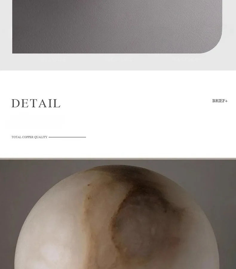 The Luna Alabaster Orb Wall Sconce, detail view