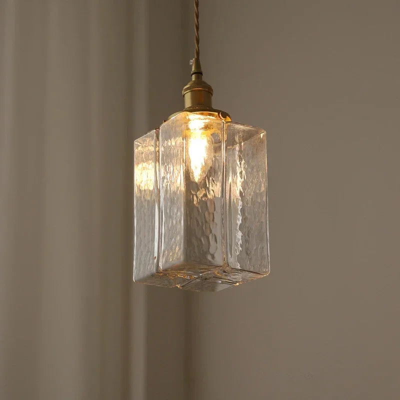 The Hartwell Hammered Glass Pendant Light, detail view