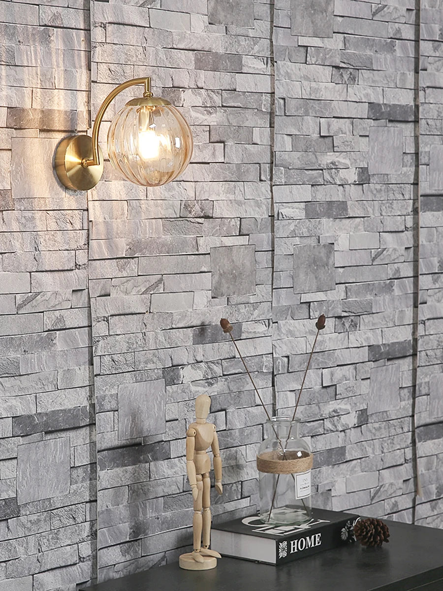 The Orwell Ribbed Globe Wall Sconce, detail view