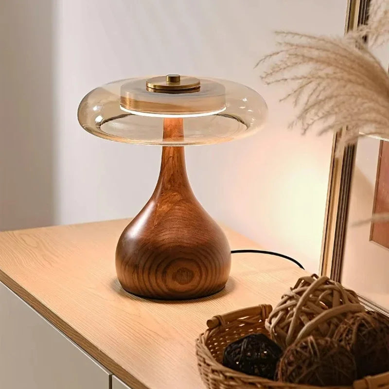 The Rousseau Walnut Glass Floor Lamp