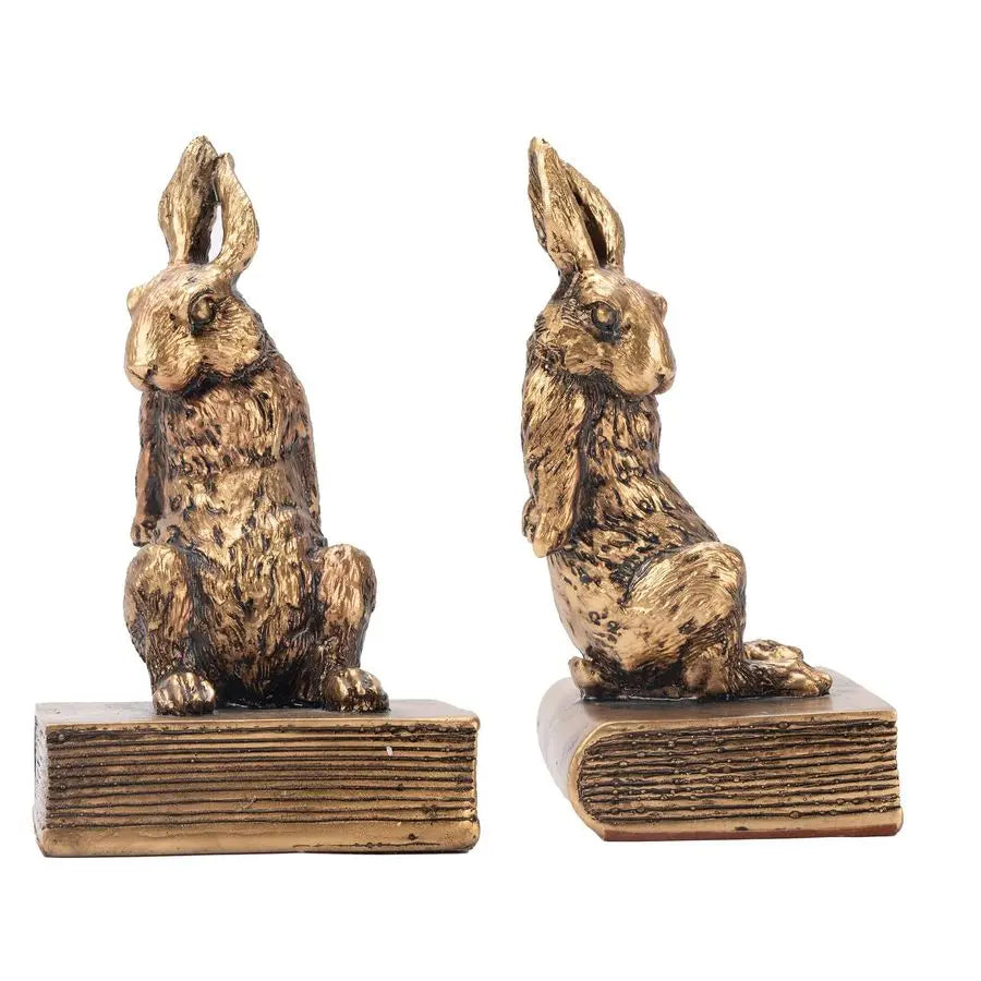 The Huxley Bronze Rabbit Bookend Set