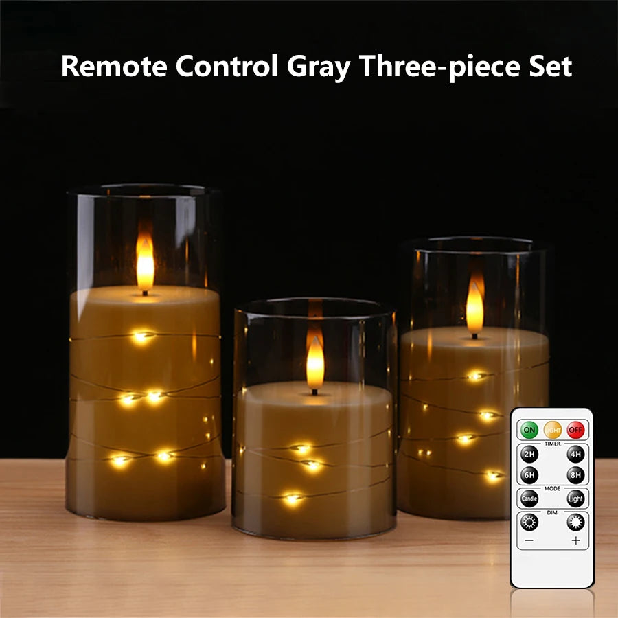 The Stella Star-Wrapped Flameless Pillar Candle Set