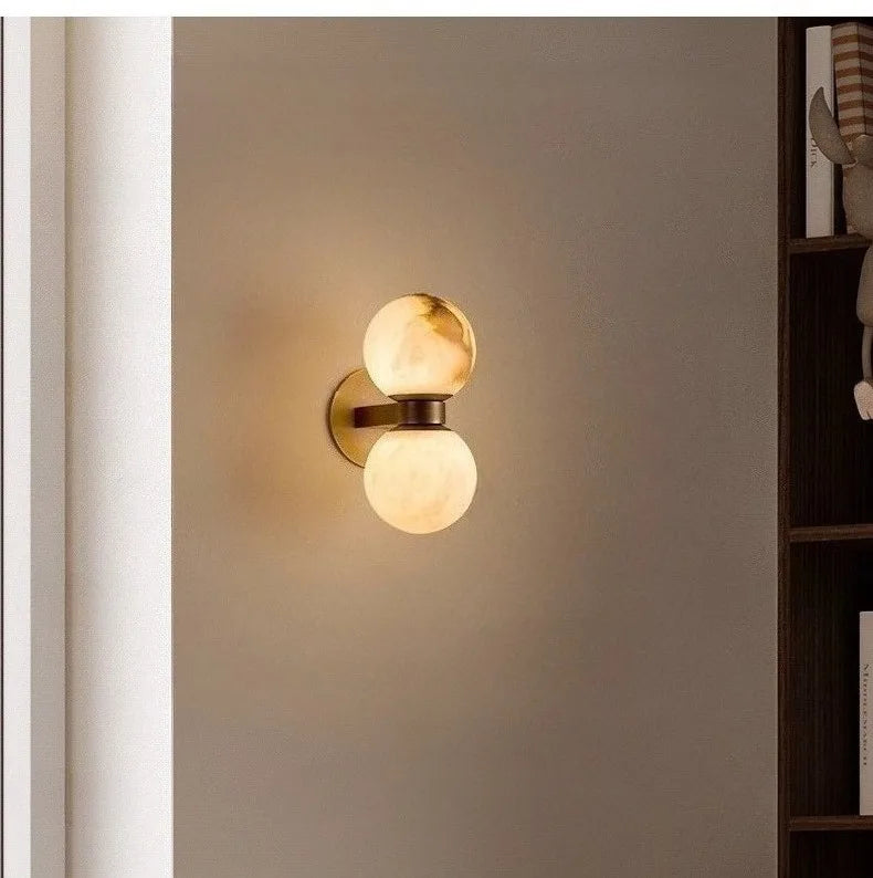 The Luna Alabaster Orb Wall Sconce, detail view
