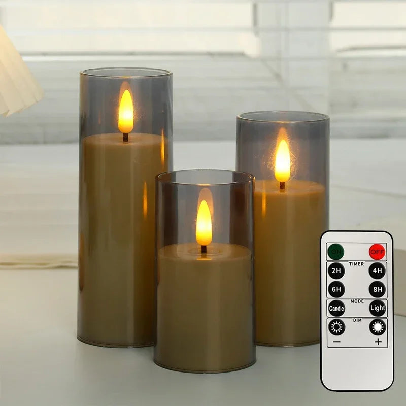 The Lami Clear Glass Flameless Pillar Candle Set