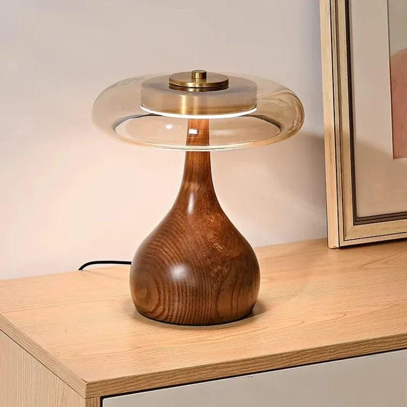 The Rousseau Walnut Glass Floor Lamp