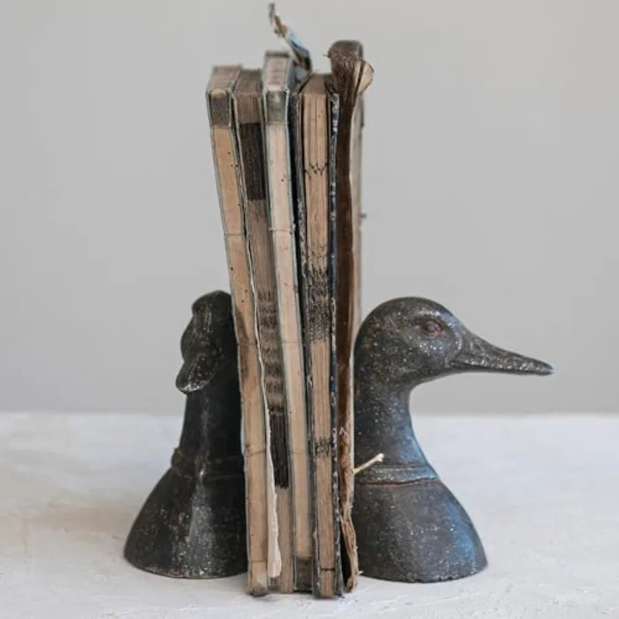 The Mallard Cast Metal Duck Bookend Set, detail view