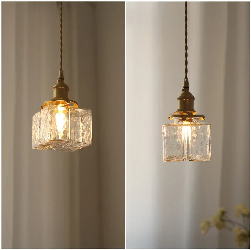 The Hartwell Hammered Glass Pendant Light, detail view