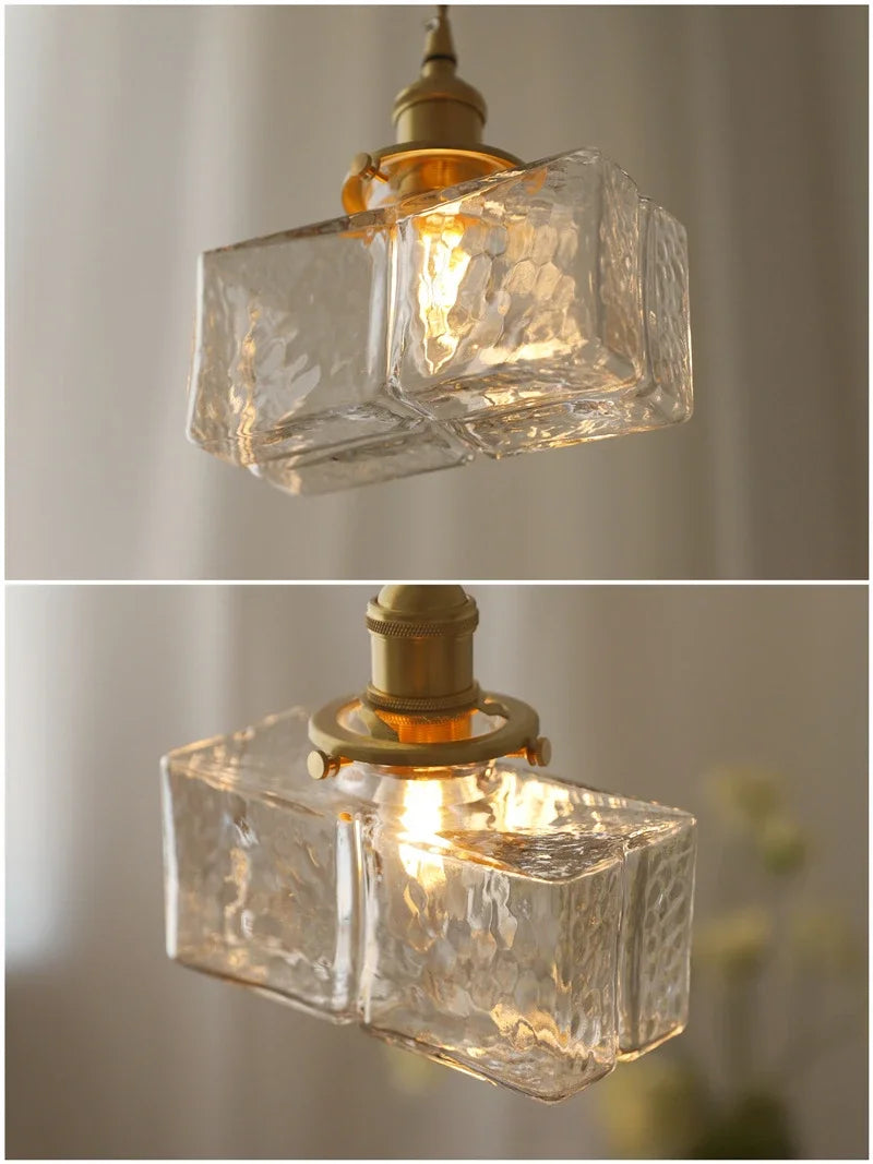 The Hartwell Hammered Glass Pendant Light, detail view