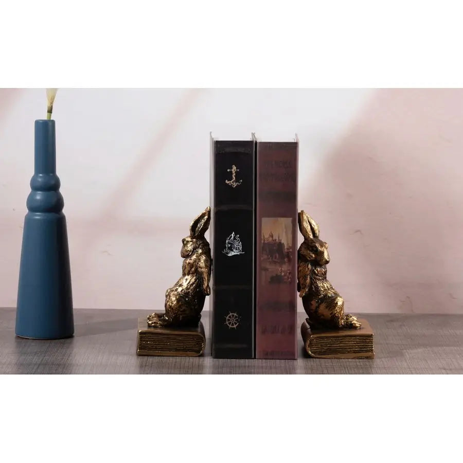 The Huxley Bronze Rabbit Bookend Set