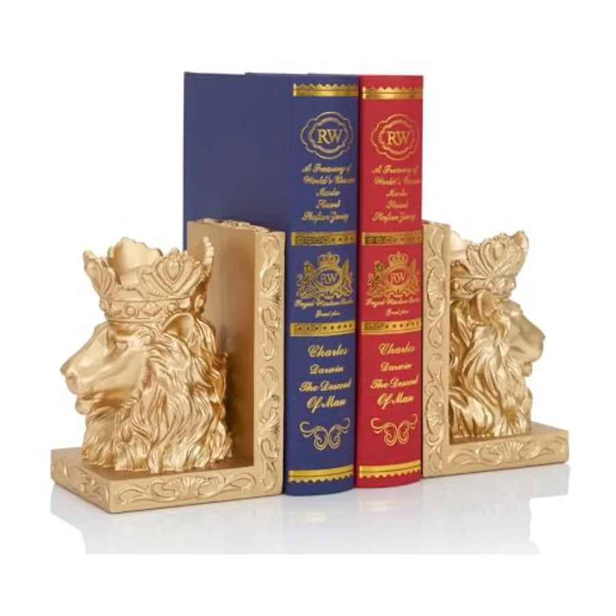 The Aslan Crowned Lion Bookend Set