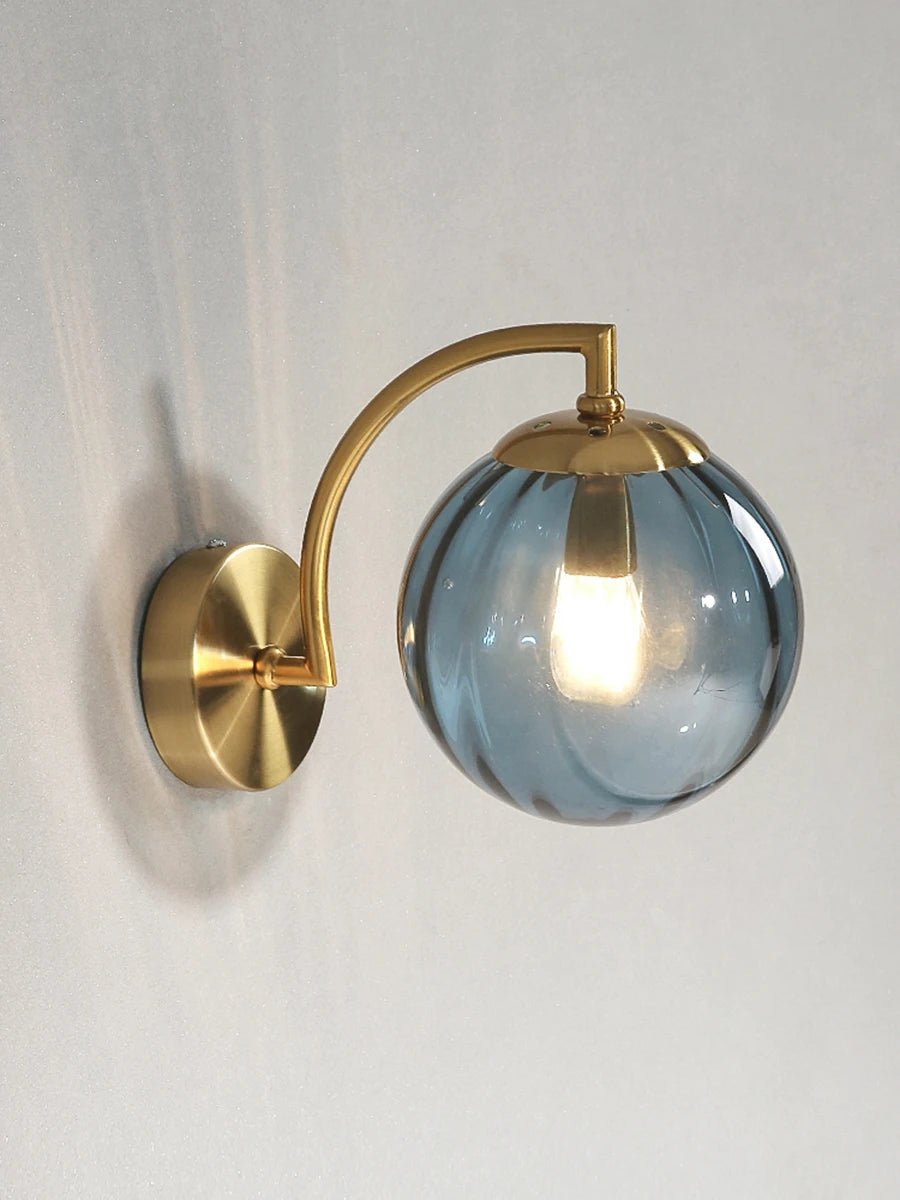 The Orwell Ribbed Globe Wall Sconce, detail view