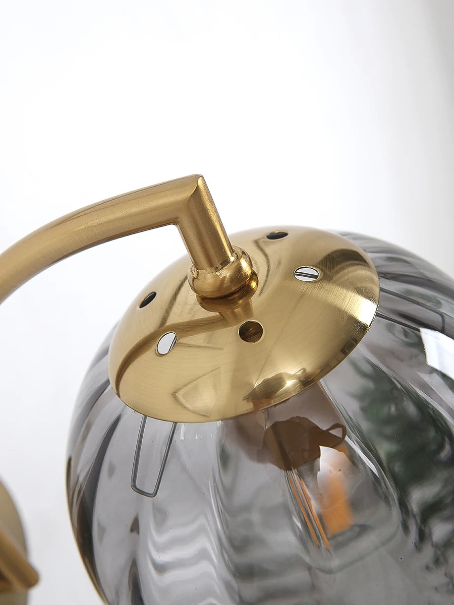 The Orwell Ribbed Globe Wall Sconce, detail view