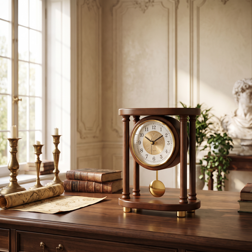 Solid wood desk clock, daytime lifestyle, Von Alden